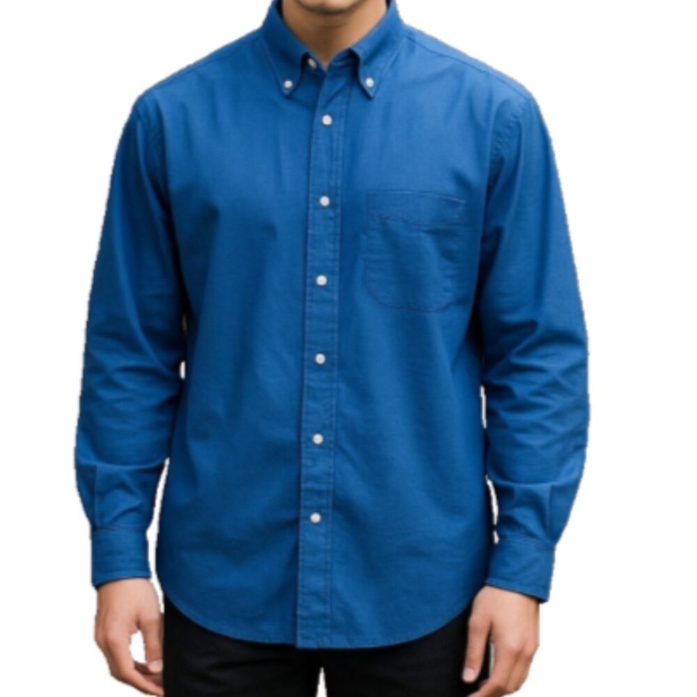 Roundtree & Yorke Men’s Blue Button-Down Shirt Long Sleeve 2XL Casual